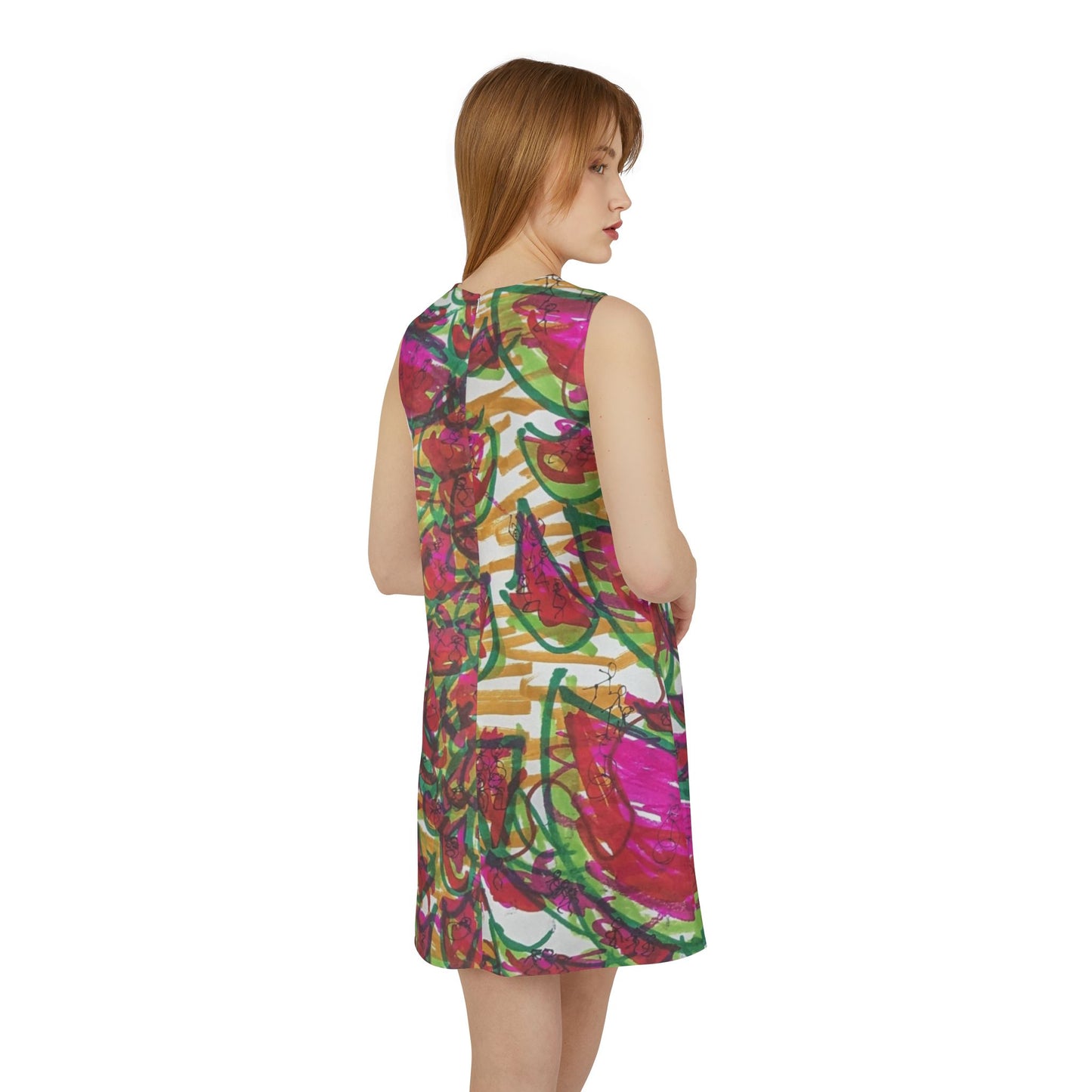 Watermelon A-line Sleeveless Dress (AOP)